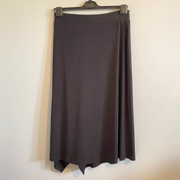 Michael Kors Black Flowing Asymmetric Hem Midi Skirt with Gathered Ruffle Pleats - Picture 5 of 6